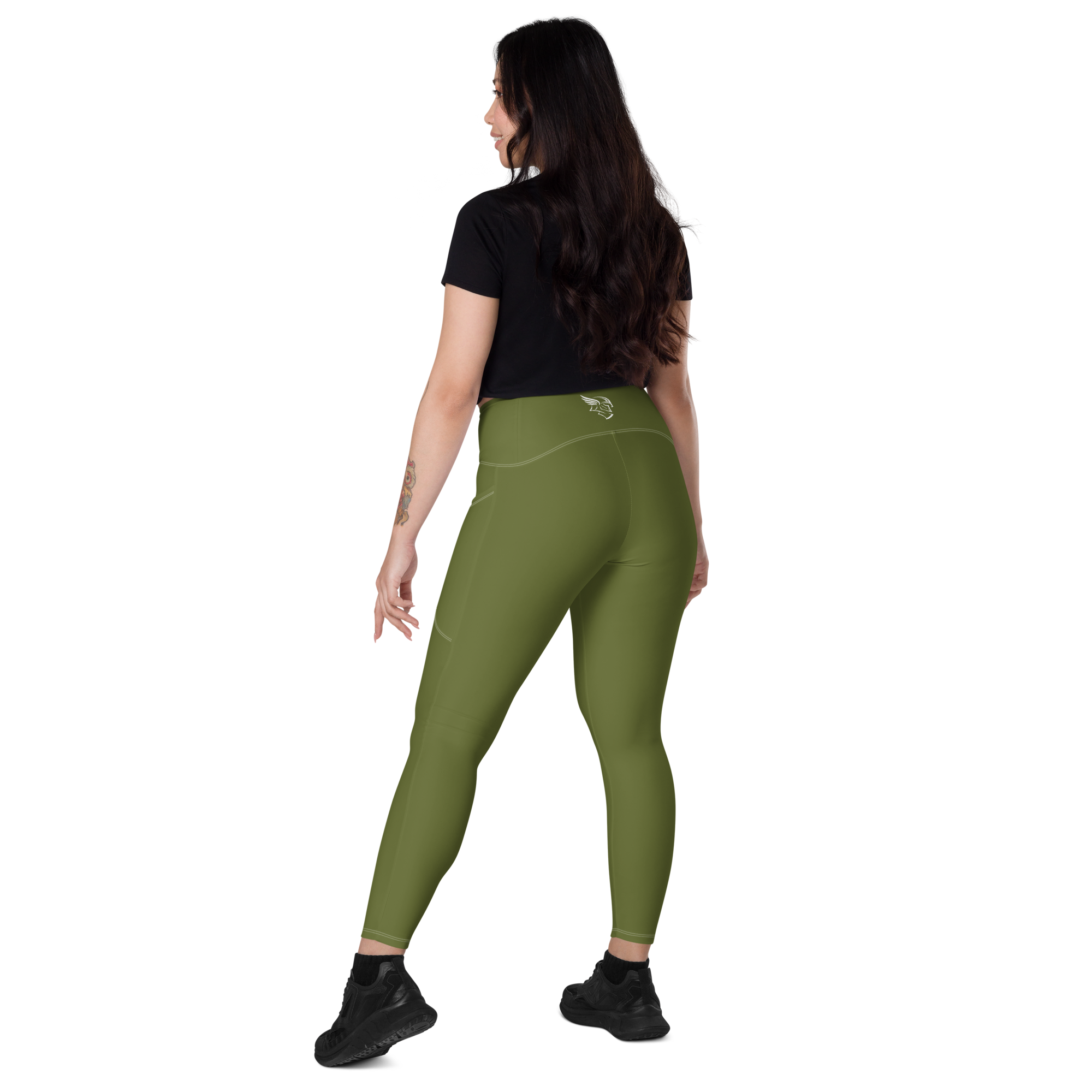 The Olive green Valkyrie's Glyph Pocket Leggings