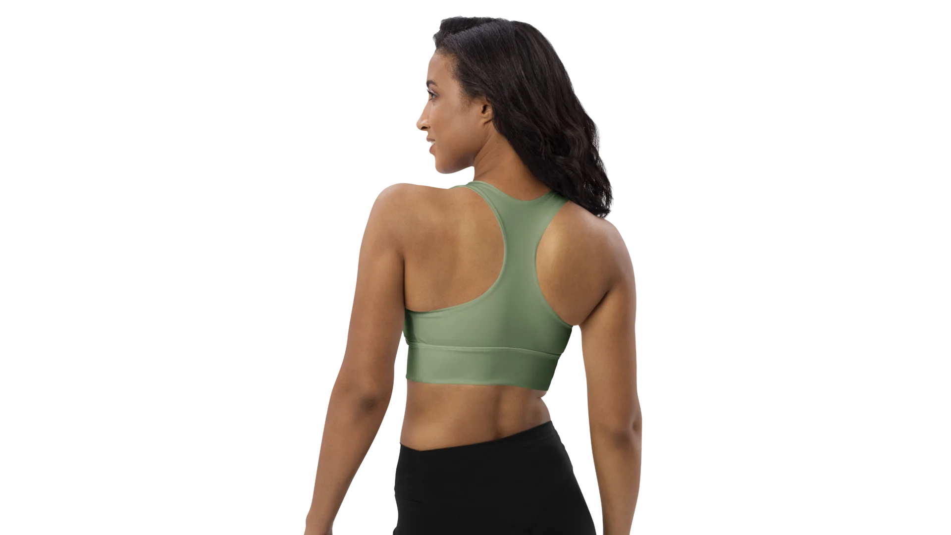 Military Green Longline Sculpt Sports Bra
