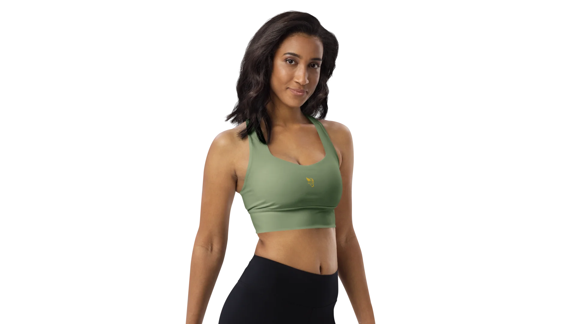 Military Green Longline Sculpt Sports Bra